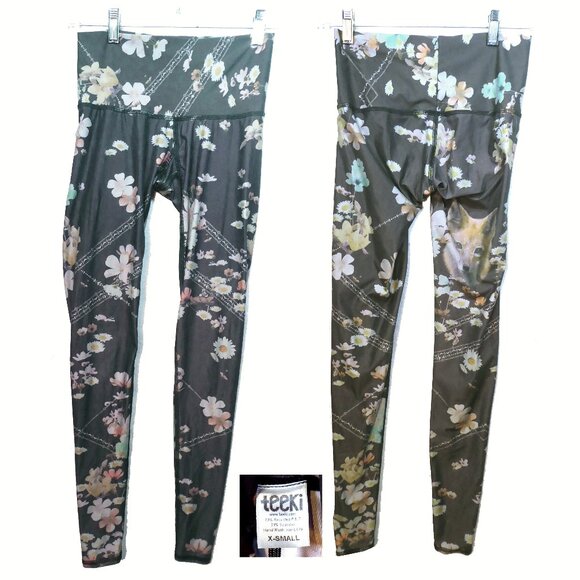Teeki Floral Print with Wolf cub Leggings, size X-Small - Picture 1 of 5